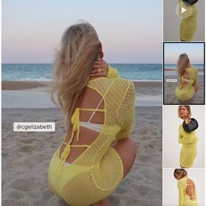 Yellow sheer dress with tied open back. Perfect condition only worn once.